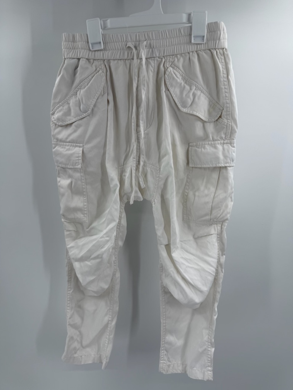 NLST S/S16 Unisex Pants Small Drop Crotch Harem Cargo Crop Satin Luxury Designer